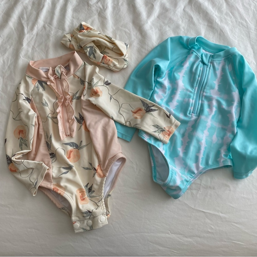 Baby Girl One Piece Long Sleeve Swimsuit